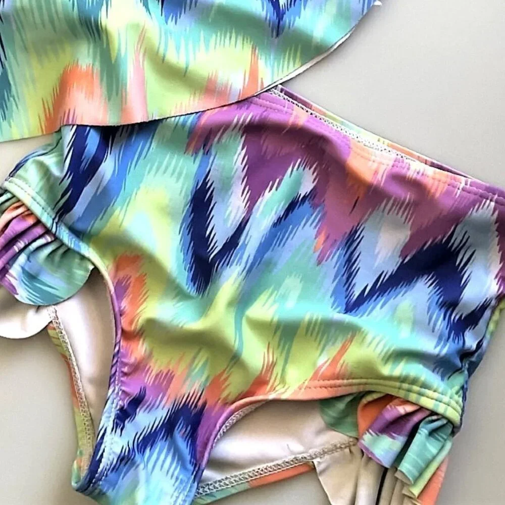 TIE DYE  GIRLS TWO PIECE SWIMSUIT EUC